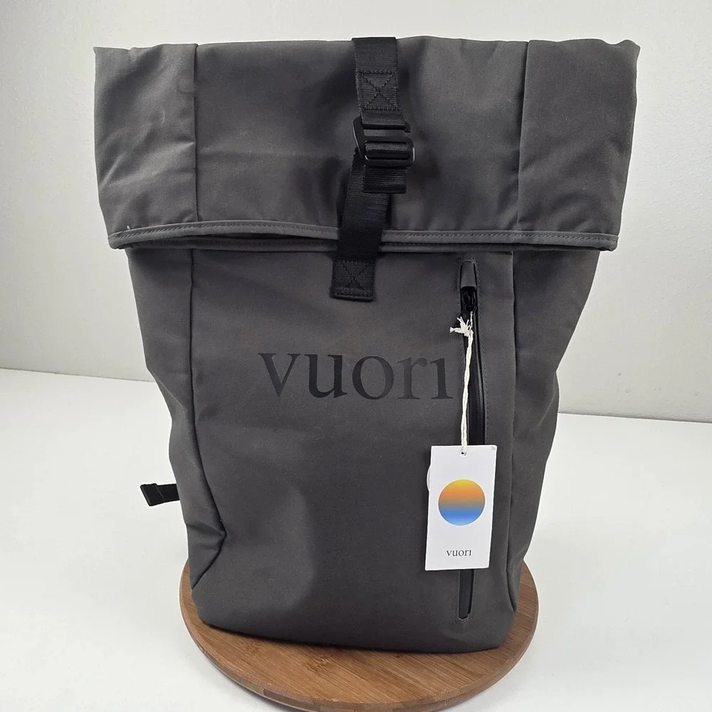 Vuori Roll Top Backpack Gray 18 Inch Laptop Bag Soft Case Travel Men Daypack